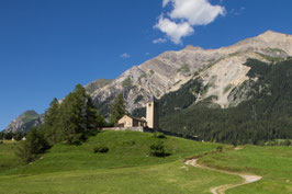 Doppelkarte A5 / naturweiss - Marienkirche Lantsch / Sommer - P7192197