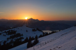 Doppelkarte B6 mango  - Sonnenuntergang Rigi