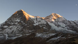 Doppelkarte A5 hochweiss  - Eiger und Mönch im Abendlicht  -  PB183306