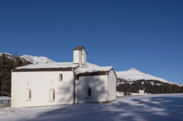 Doppelkarte A5 / blütenweiss - Kapelle St. Cassian / Winter - P1269969