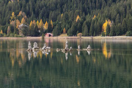 Doppelkarte A5 - naturweiss - Steinmannli im Heidsee - PA267872