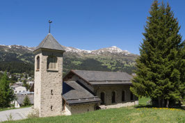 Doppelkarte A5 / naturweiss - ref. Kirche Lenzerheide / Frühling - P5277798