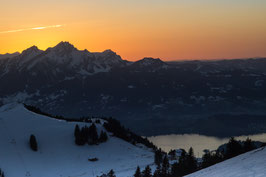 Doppelkarte A5 / hochweiss  - Abendstimmung Rigi I - 1264756-2