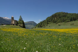 Doppelkarte A5 / naturweiss - Marienkirche Lantsch / Frühling - P5277819