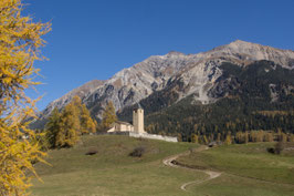 Doppelkarte A5 - naturweiss - Marienkirche Lantsch im Herbst - PB038164