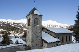 Doppelkarte A5 / hochweiss - ref. Kirche Lenzerheide / Winter - P1269957
