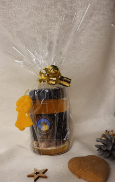 Bio-Honig weihnachtlich verpackt mit Christbaumanhänger