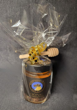 Bio-Honig weihnachtlich verpackt mit Honiglöffel aus Holz