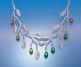 Wisteria Leaf Necklace with pearls LWN WP