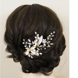 Haarschmuck Braut Haarklammer Gold Perlen Strass Haarklammer Hochzeit Art. N4097-G
