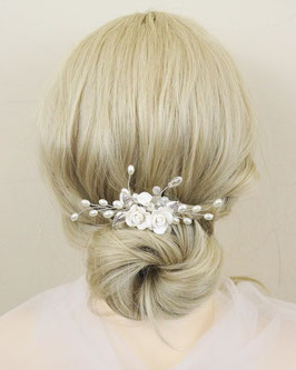 Haarklammer Blumen Perlen Art. N4623-Silber