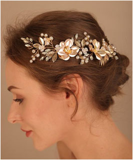 Haarschmuck Gold Blumen Perlen Strass Art. N8031 Haarschmuck Braut Haarschmuck Hochzeit