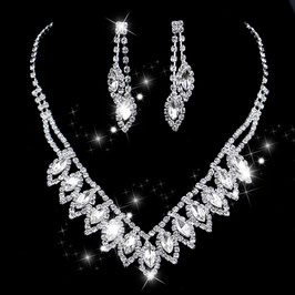 Brautschmuck Strass Halskette Ohrringe N5039