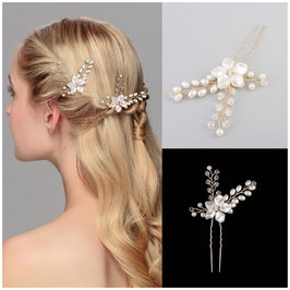 Brautschmuck Haarnadeln Perlen Gold Haarschmuck Hochzeit (Set 2 Stück) N60121