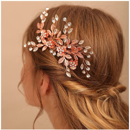 Haarklammer Rosegold Blumen Strass N4470