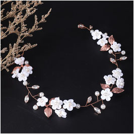 Haarband Blumen Perlen Strass Rosegold N2830-Rosegold