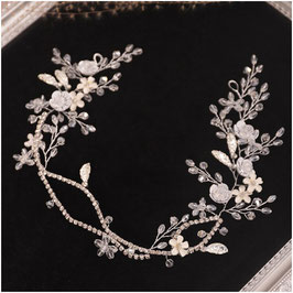 Haarband Blumen Perlen Silber Haarschmuck Braut Haarschmuck Hochzeit N2829