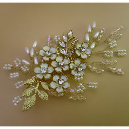 Haarklammer Perlen Blumen Strass Art.4582-Gold