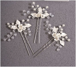 Set 3. Stk. Haarnadeln Blumen Perlen Haarschmuck Braut Haarschmuck Hochzeit N6776-S