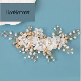 Haarklammer Blumen Perlen Gold Strass N40984-G Haarklammer Braut Haarschmuck Hochzeit