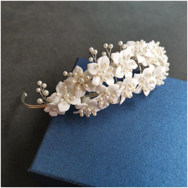 Diadem Blumen Perlen Silber Haarschmuck Hochzeit N1800