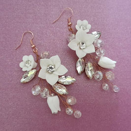 Ohrringe Blumen Perlen Strass Art. N5206-Rosegold