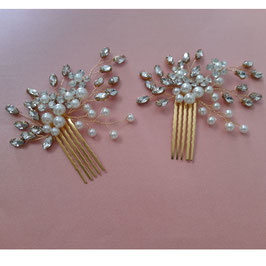 Haarschmuck Set 2. Stk. Haarschmuck Gold Strass Perlen N300114