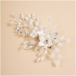 Haarklammer Blumen Perlen Silber Fascinator Braut Haarklammer Hochzeit N42401 Haarschmuck für die Braut