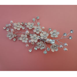 Haarklammer Blumen Strass Perlen Art.4585-Silber