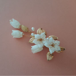 Haarklammer Gold Blumen Perlen Art. N4772-Gold
