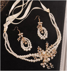 Haarband & Ohrringe Perlen Haarschmuck Braut Haarschmuck Hochzeit N22918