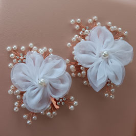 Set 2. Stk. Haarklammern Blumen Perlen Strass Art. Nr.4875-Rosegold