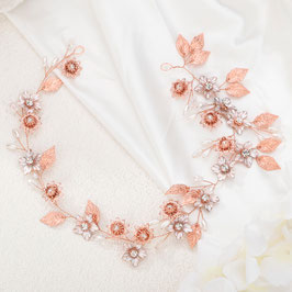 Haarband Rosegold Blumen Perlen Art. N2448 Haarschmuck Hochzeit