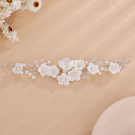 Haardraht Blumen Perlen Art. N2875-Silber Haarschmuck Hochzeit