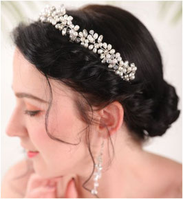 Haarband Perlen Strass Silber Art. N2817 Haarschmuck Braut Haarschmuck Hochzeit