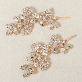 Set 2. Stk. Haarspangen Gold Strass Art.840009-Gold