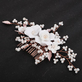 Haarkamm Blumen Perlen Art. N3589-Rosegold