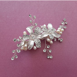 Haarklammer Silber Blumen Perlen Strass Fascinator Braut Haarschmuck Hochzeit Haarschmuck Braut N4722