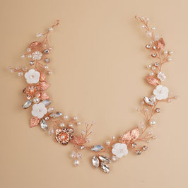 Haarband Rosegold Blumen Perlen Strass Art. N2166