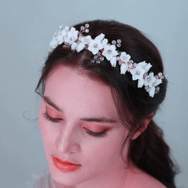 Haarreif Blumen Perlen Strass Art. 1555-Rosegold Haarschmuck Braut Haarschmuck Hochzeit