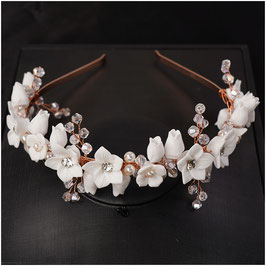 Haarreif Blumen Perlen Strass Art. 1555-Rosegold Haarschmuck Braut Haarschmuck Hochzeit