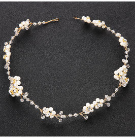 Haarschmuck Gold Blumen Perlen Haardraht für die perfekte Brautfrisur N2955
