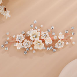 Haarklammer Blumen Perlen Strass Rosegold Art. N4115-R