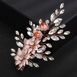 Haarklammer Rosegold Blumen Strass Art. N4251-Rosegold