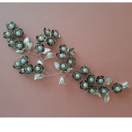 Haardraht Silber Blumen Perlen Art. N20089