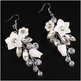 Braut Ohrringe Blumen Perlen Strass Art. N5206-Silber