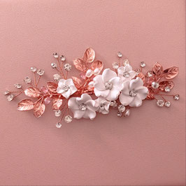 Haarklammer Blumen Perlen Strass Art. Nr.4185-Rosegold