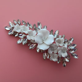 Haarklammer Silber Blumen Perlen Strass Art.4803-Silber
