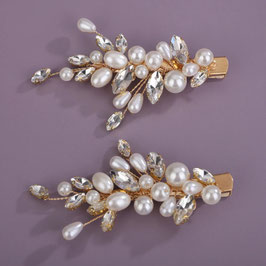 Set 2. Stk. Haarklammern Strass Art. Nr.4155-Gold