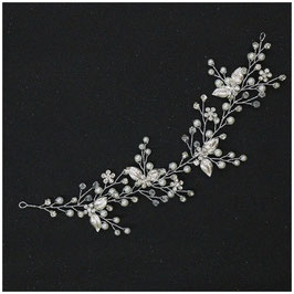 Braut Haarband Silber Perlen Strass N2561-Silber
